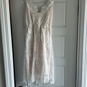 Crochet dress with nude lining